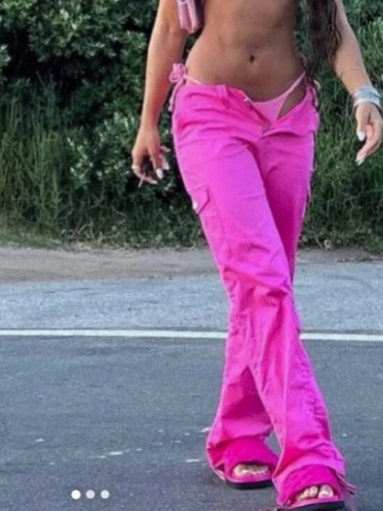 I.AM.GIA Pants - I.AM.GIA Hot Pink Cargo Track Pants with Ruched Leg Medium